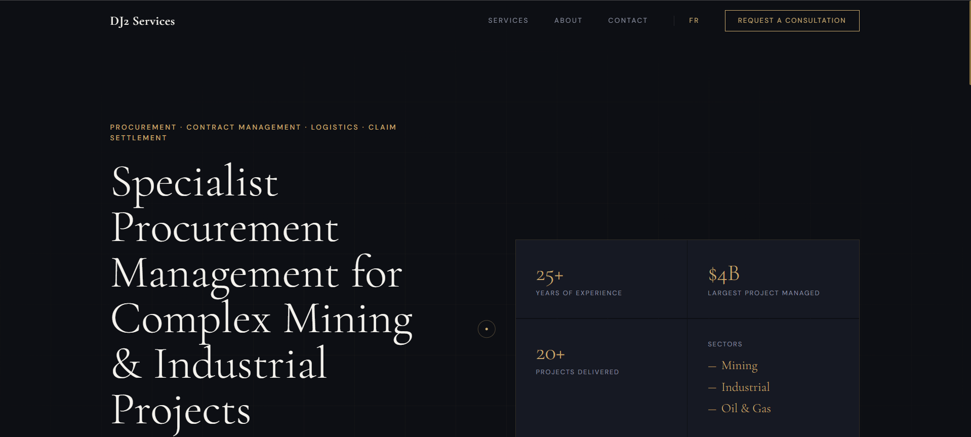 DJ2 Services, website homepage screenshot