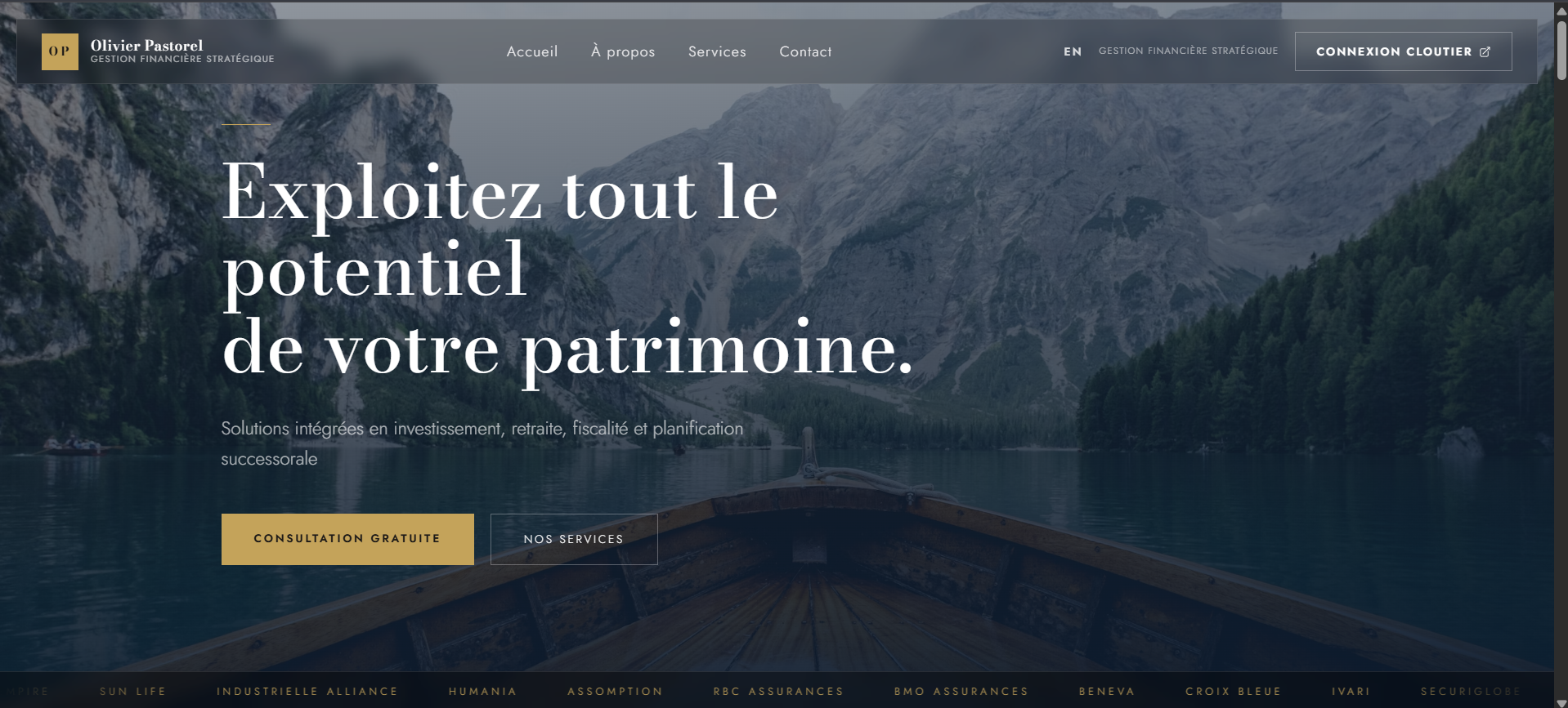 OP Gestion Financière Stratégique, website homepage screenshot